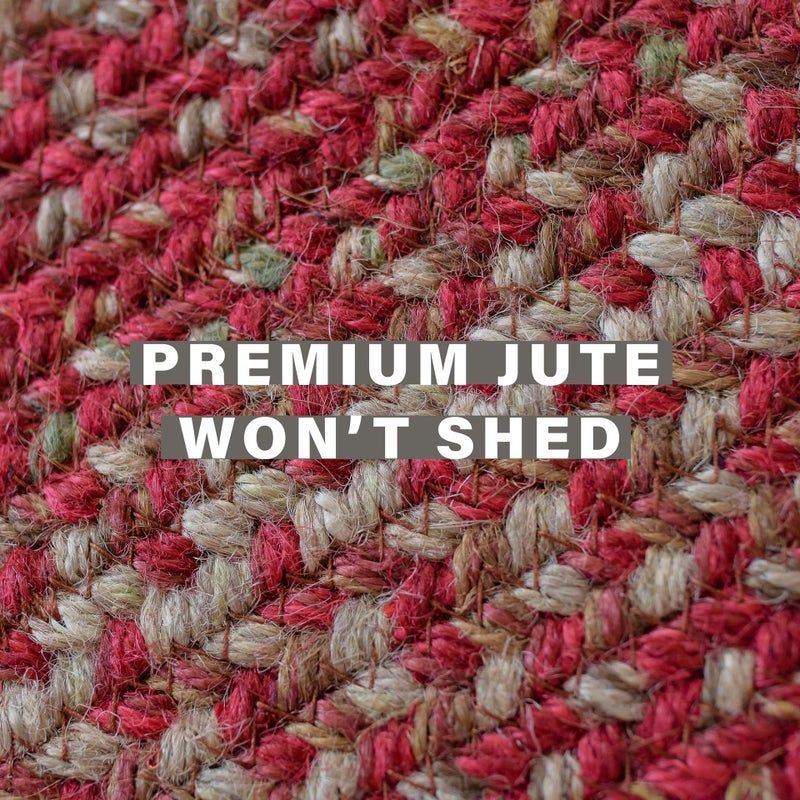 Homespice Apple Pie Red Braided Rugs 20x30 - Welcoming Red Entryway Rug for Country Decor, Rich Colors, Low Maintenance No-Shed Jute - Image 4